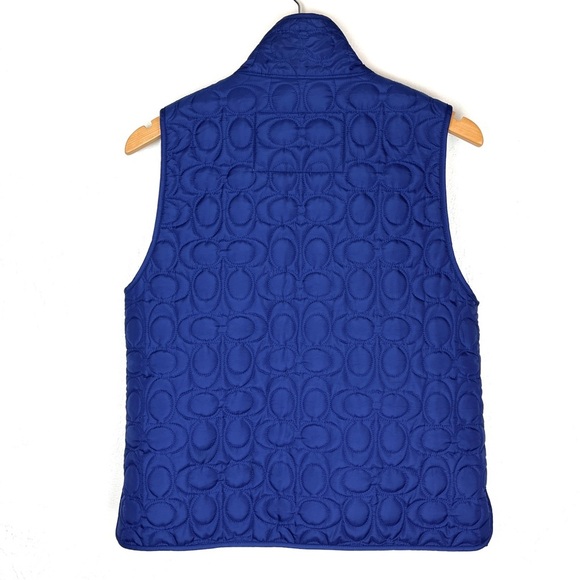 Coach Signature Quilted Full Zip Vest Blue size small - Picture 2 of 5